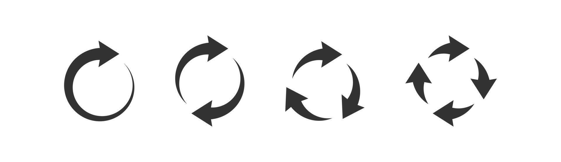 Pfeil Aktualisierung Symbol. wiederholen Schleife unterzeichnen. aktualisieren Verfahren. recyceln Symbol. zurücksetzen Symbole. wiederholen Symbole. Vektor Illustration.