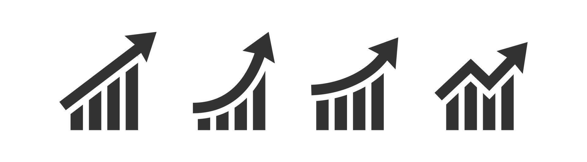 Graph Wachstum Symbol. Pfeil oben Symbol. Fortschritt Diagramm. Finanzen wachsen. Grafik Zunahme. Vektor Illustration.