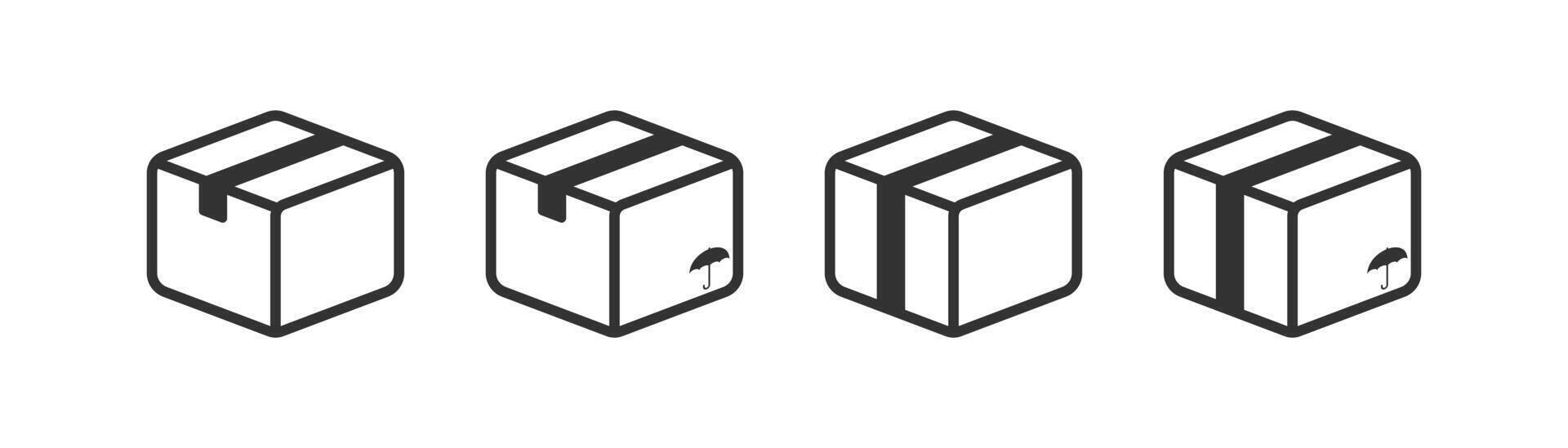 Box Symbol. Lieferung Mail Paket. öffnen Ladung. leeren Container. Post Lagerung. Geschenk Kasten. Vektor Illustration.