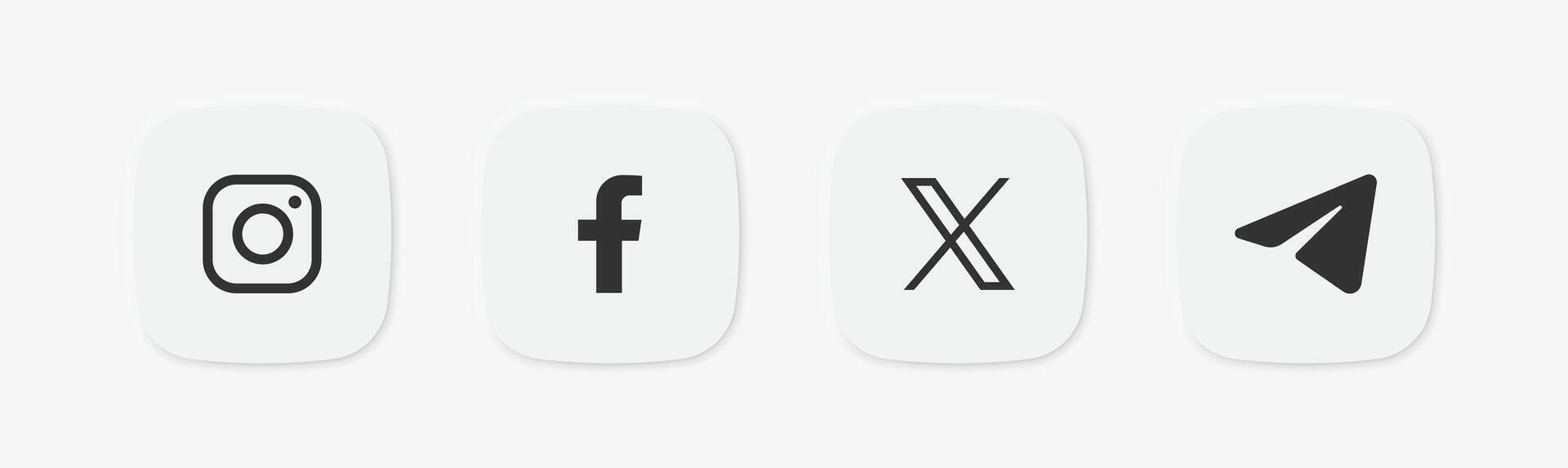 Facebook, instagram, Twitter X, Telegramm Logotyp. Sozial Medien Netzwerk. Beliebt Bote App. redaktionell Inhalt. vektor