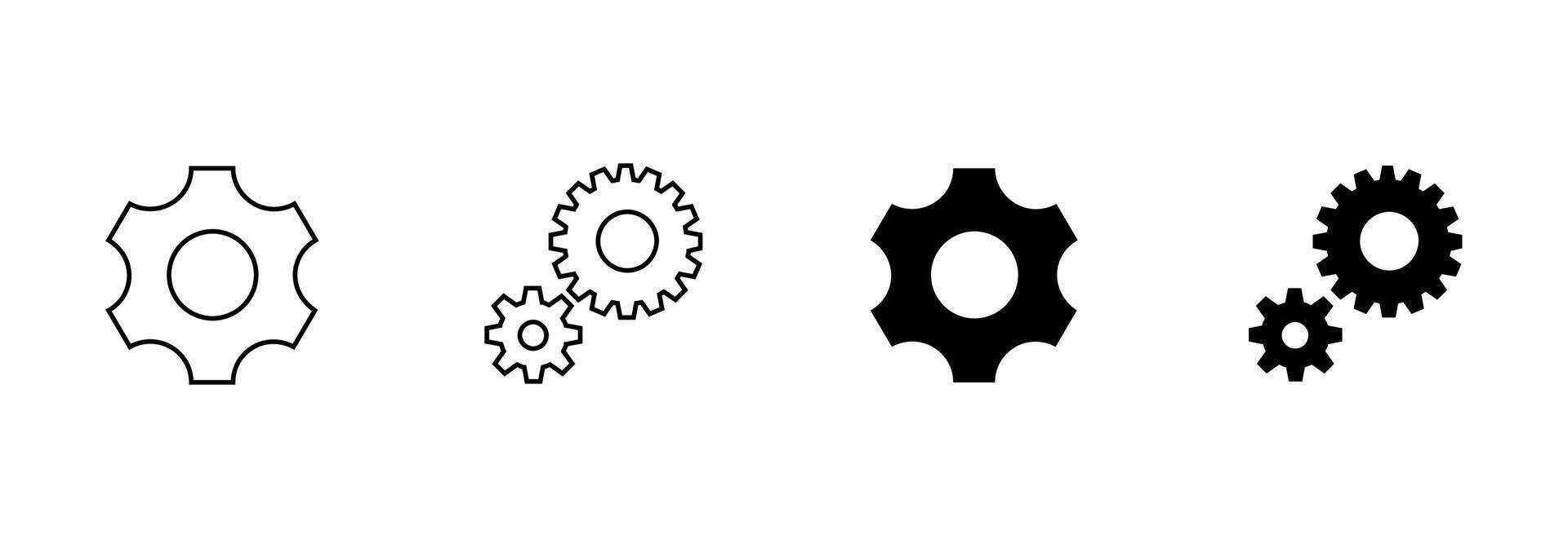 Ausrüstung Symbol, Zahn Rad, Motor Kreis, dünn Linie Netz Symbol auf Weiß Hintergrund. editierbar Vektor Illustration