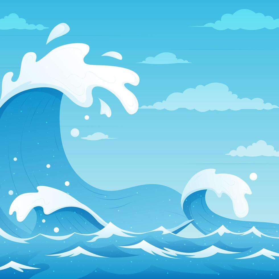groß Welle Tsunami Ozean Hintergrund vektor