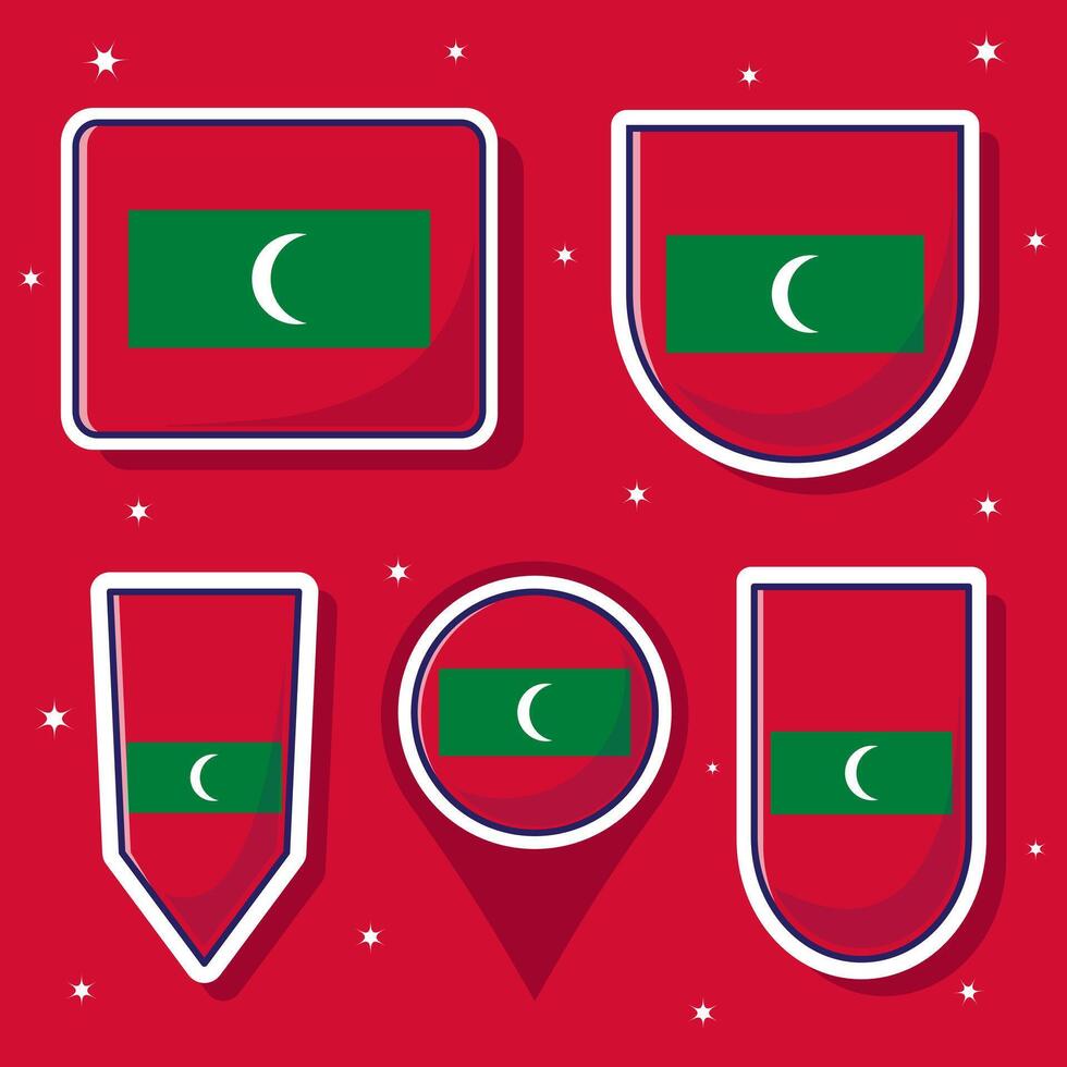 Malediven National Flagge Karikatur Vektor Illustration bündeln Packungen