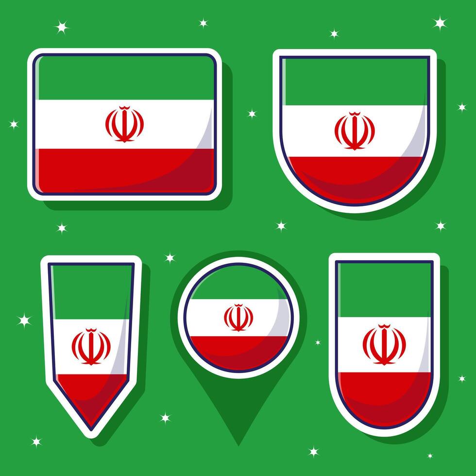 iran nationell flagga tecknad serie vektor illustration bunt förpackningar