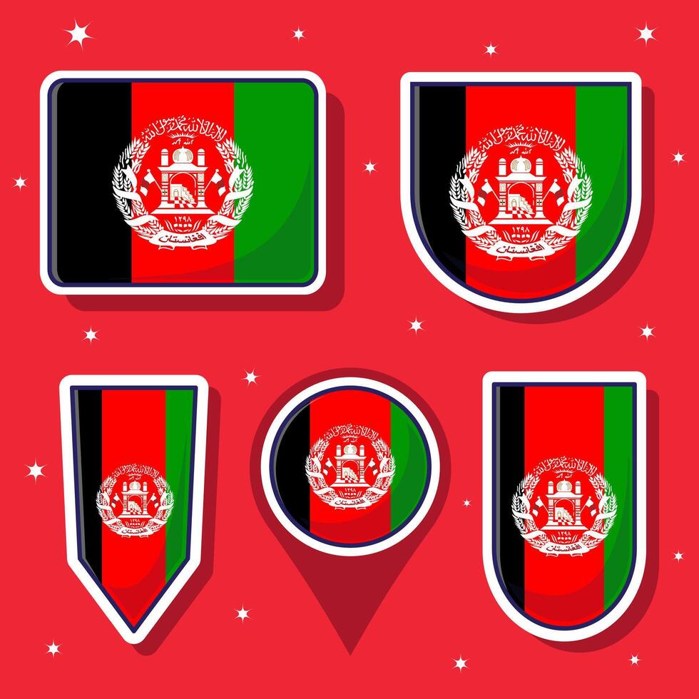 Afghanistan National Flagge Karikatur Vektor Illustration bündeln Packungen