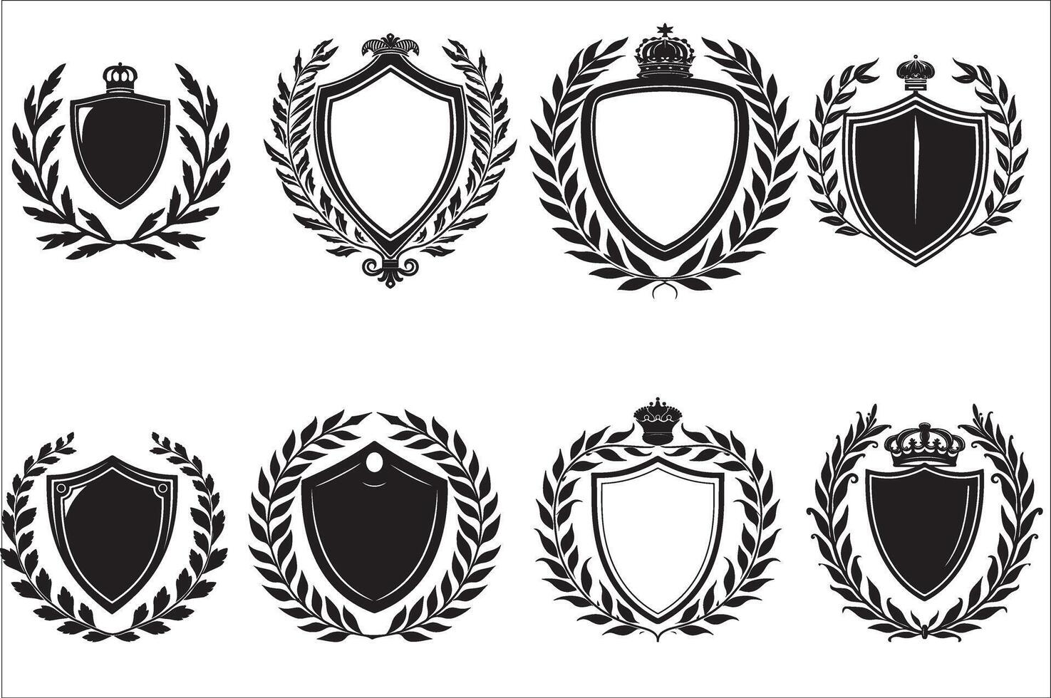 heraldisk skydda, årgång skydda med olika element på en vit bakgrund vektor
