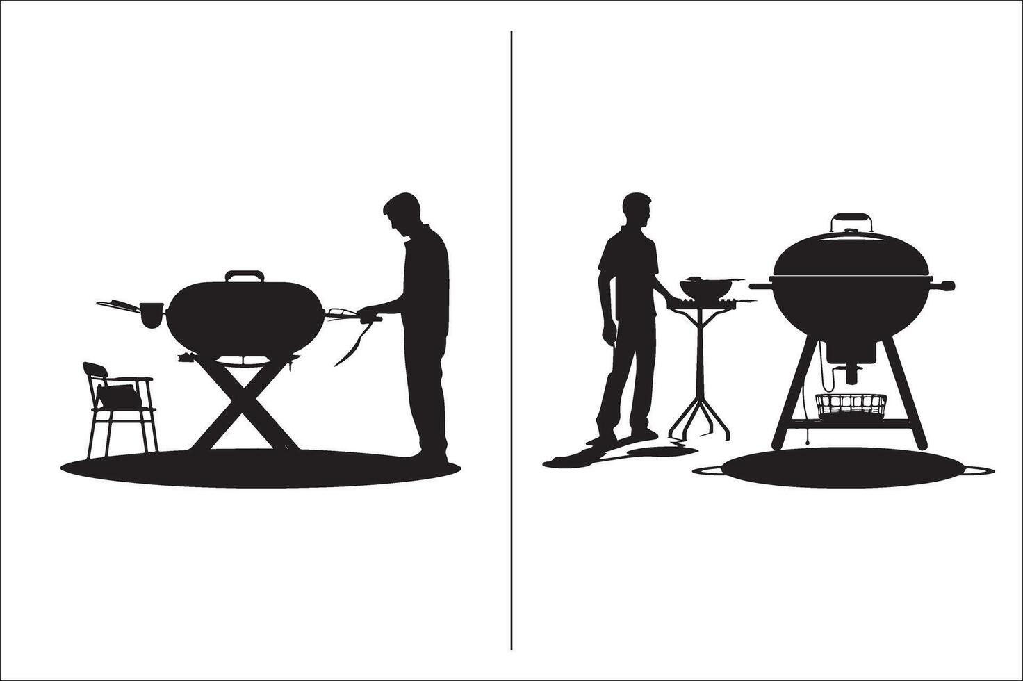 Grill und Grill verbunden Silhouette Vektor