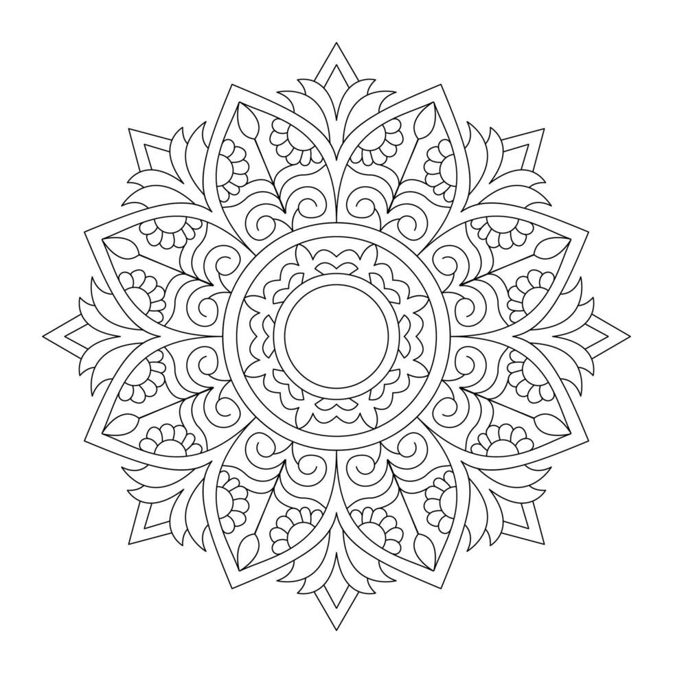 Entspannung Blumen- Mandala Design zum Färbung Buch Buchseite, vektor