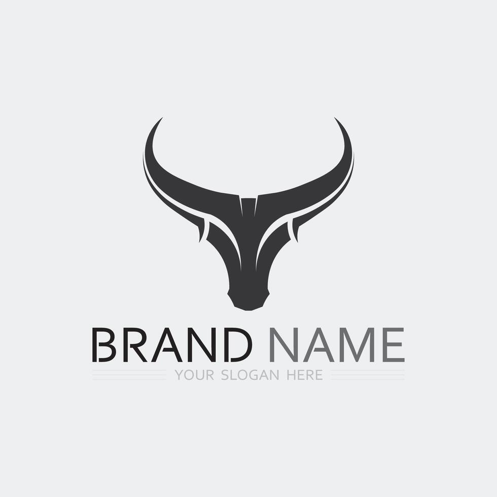 tjur horn ko och buffel logotyp och symbol mall ikoner app vektor