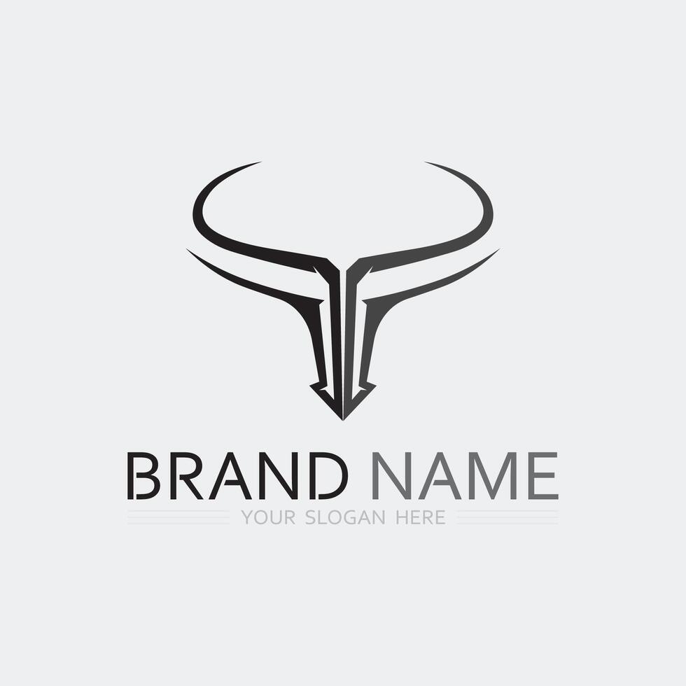 Stier Horn Kuh und Büffel Logo und Symbol Vorlage Symbole App vektor