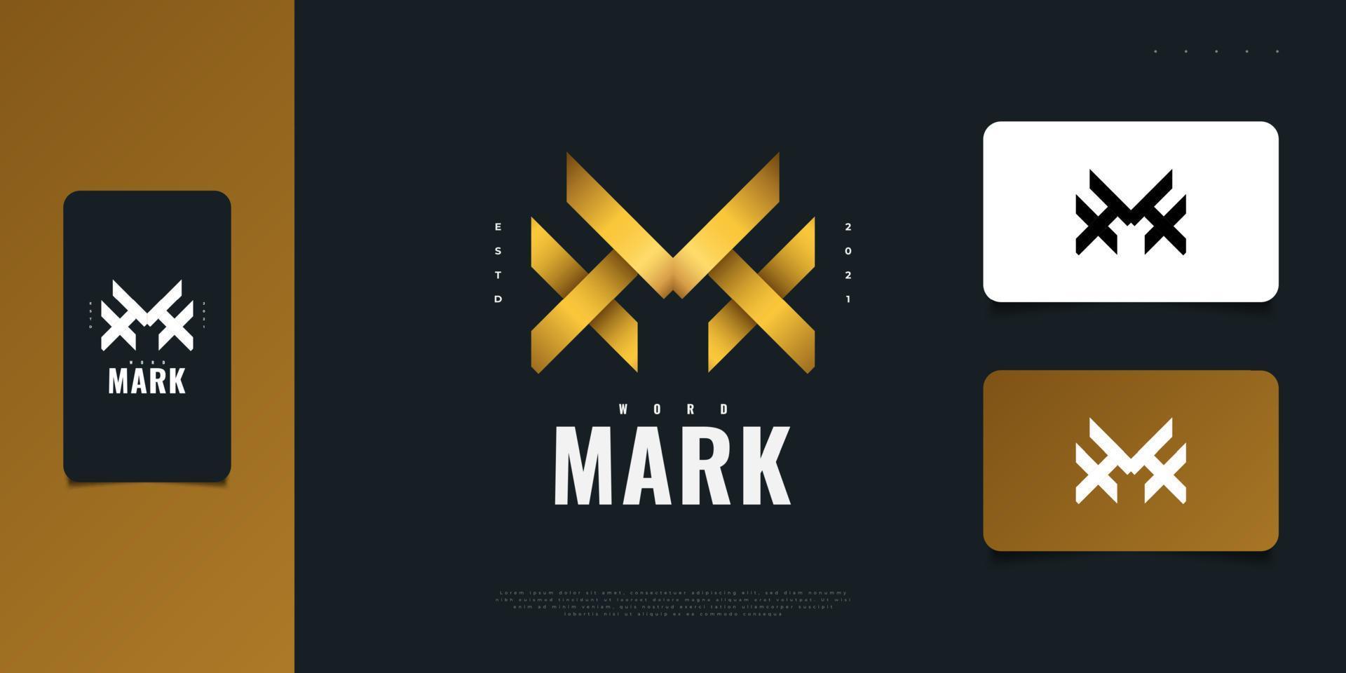 abstraktes und modernes Logo-Design mit Anfangsbuchstaben m und w in goldenem Farbverlauf. mw- oder wm-Monogramm-Logo. grafisches Alphabetsymbol für die Unternehmensidentität vektor