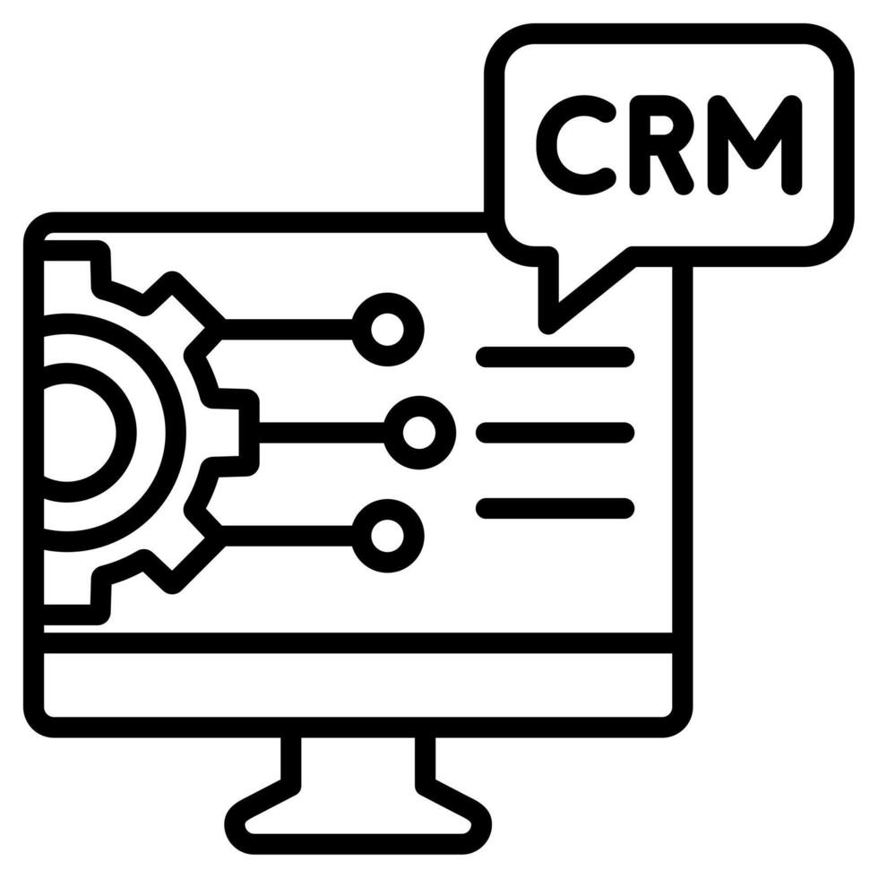 crm systemet ikon linje vektor illustration