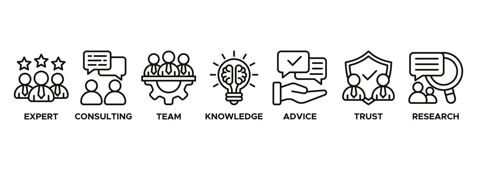 Sachverstand Banner Netz Symbol Vektor Illustration Konzept Darstellen hoch Niveau Wissen und Erfahrung mit ein Symbol von Experte, Beratung, Team, Wissen, Beratung, Vertrauen, und Forschung