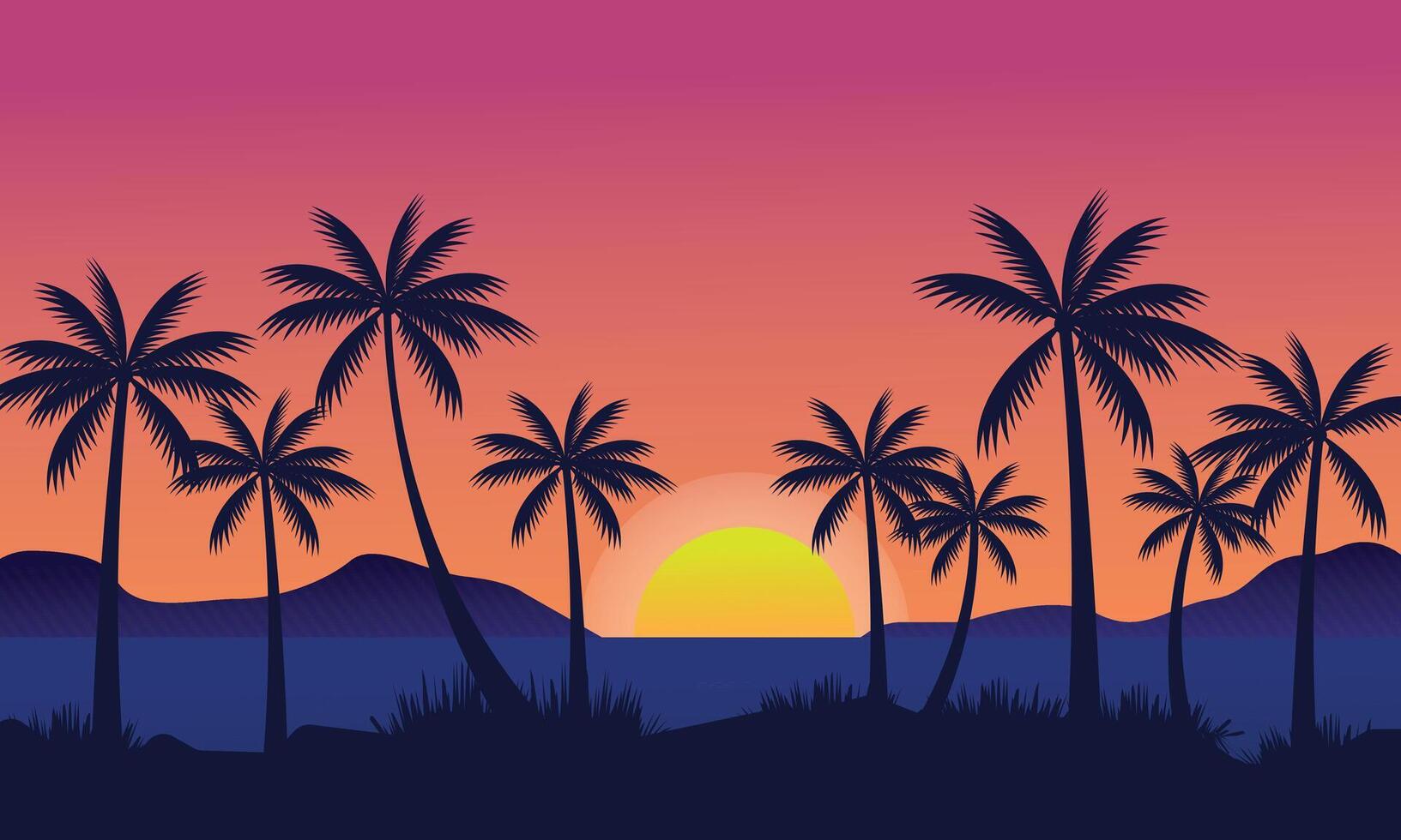 solnedgång strand tapet bakgrund illustration vektor