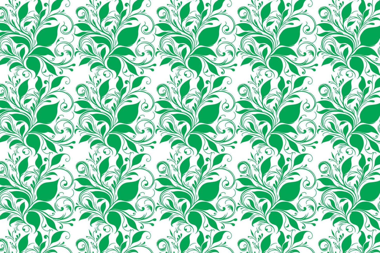 hand dra blommig blomma sömlös mönster av grön blommig löv vår fyrkant stil vektor design på en vit bakgrund, ridå, matta, tapet, Kläder, omslag