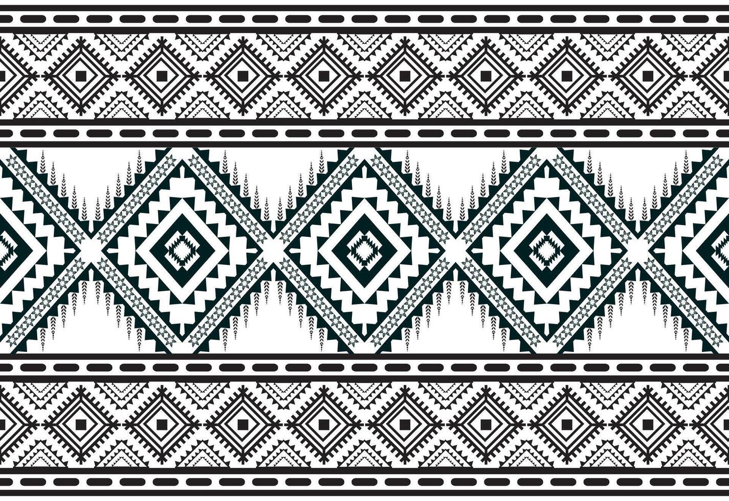 Stammes- traditionell Stoff Batik ethnisch. Ikat Blumen- nahtlos Muster Blätter geometrisch wiederholen Design zum Hintergrund, Verpackung, Mode, Teppich, Kleidung. schwarz und Weiß vektor