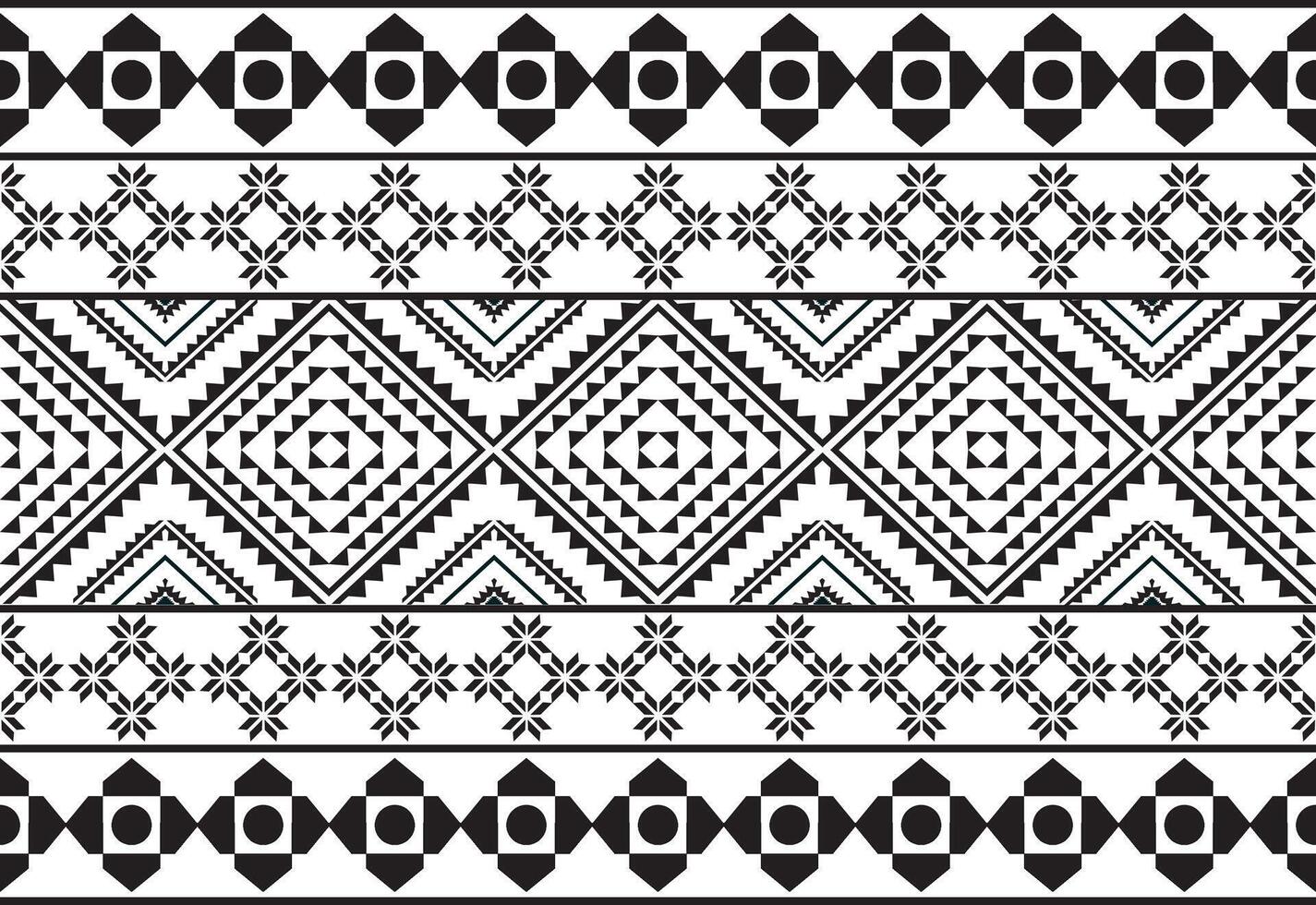 stam- traditionell tyg batik etnisk. ikat sömlös mönster geometrisk upprepande. broderi, tapet, omslag, mode, matta, Kläder. svart och vit vektor