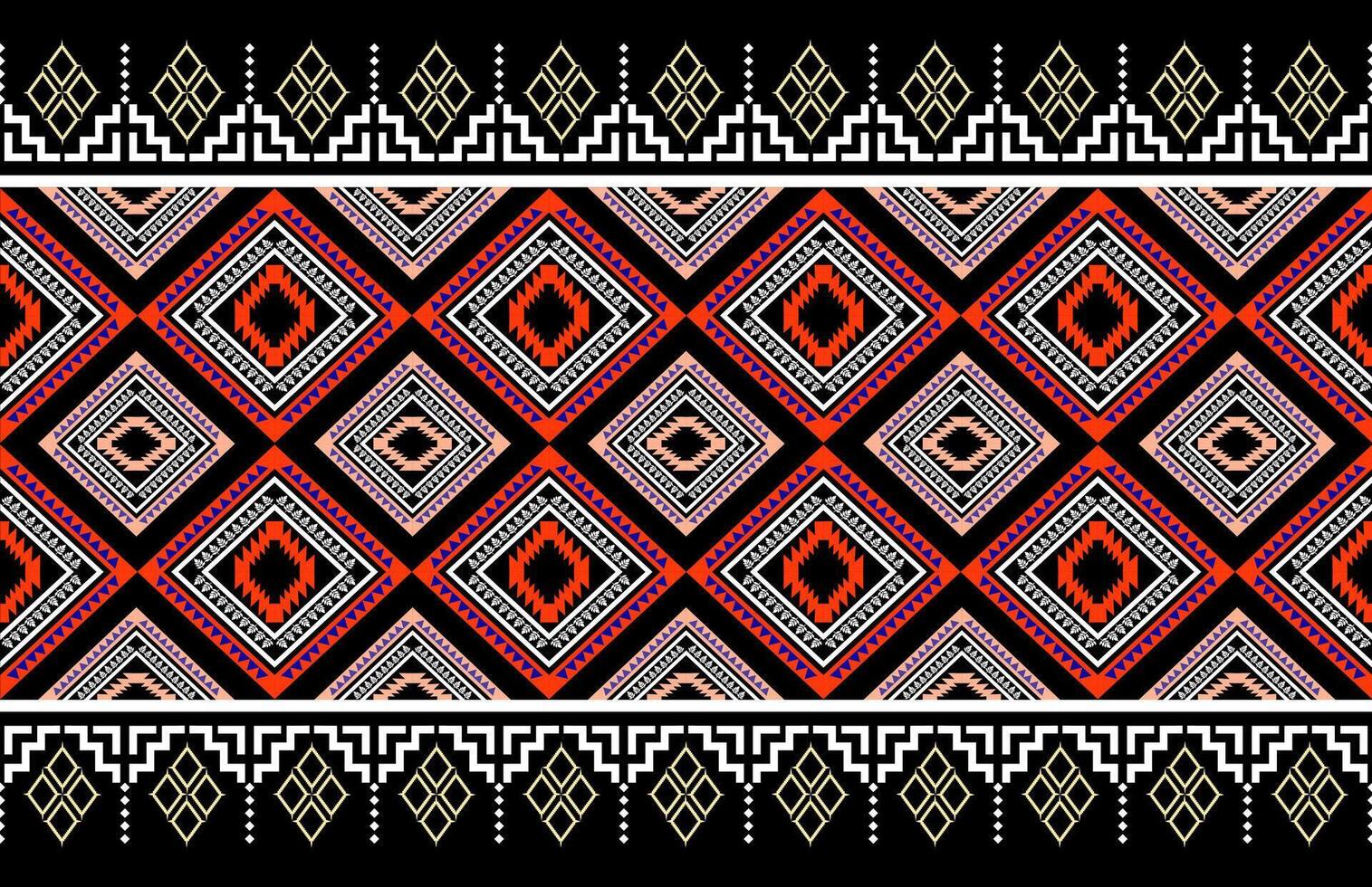stam- traditionell tyg batik etnisk. ikat sömlös mönster geometrisk upprepande. broderi, tapet, omslag, mode, matta, Kläder. svart och vit vektor