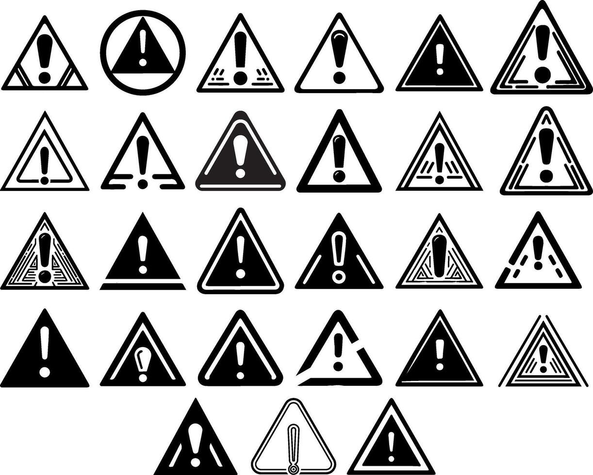 schwarz Linie Ausruf Kennzeichen im Dreieck Symbol Symbol Gliederung Gefahr Warnung Zeichen, vorsichtig, Aufmerksamkeit, Achtung Warnung unterzeichnen. Vektor Illustration