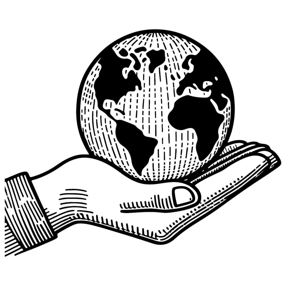 Öko Erde Planet Symbol Gekritzel schwarz Kreis von Globus Welt Umgebung Tag Hand zeichnen Gliederung Logo Konzept Vektor Illustration