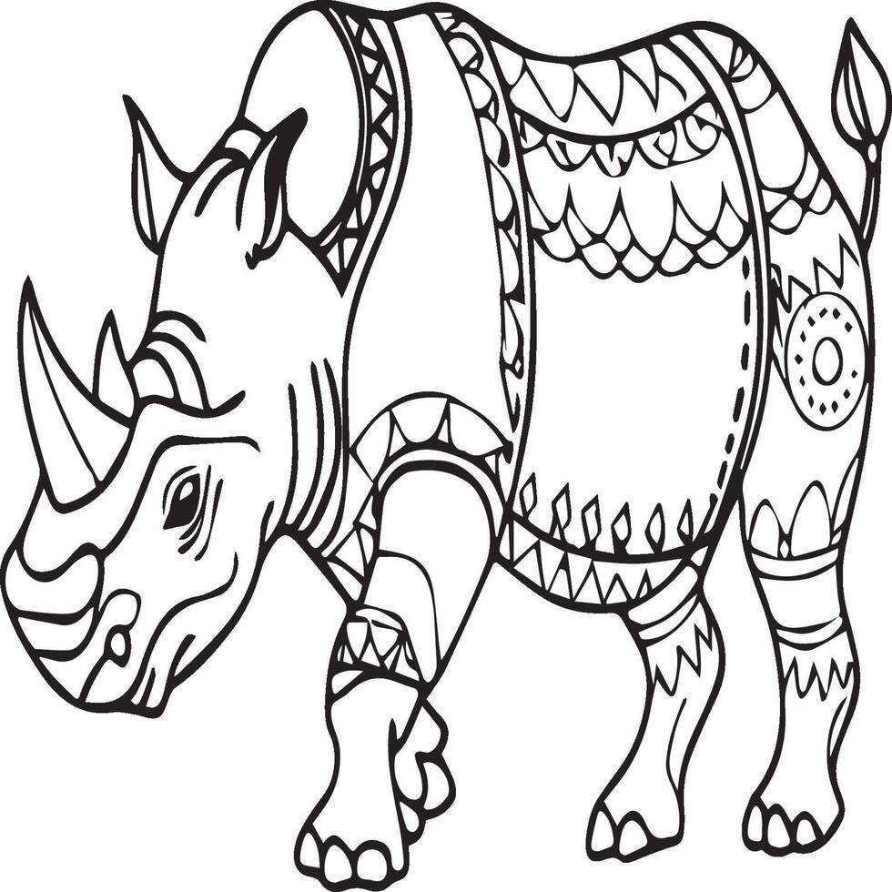 indisk rhinos färg sidor. indisk rhinos översikt vektor
