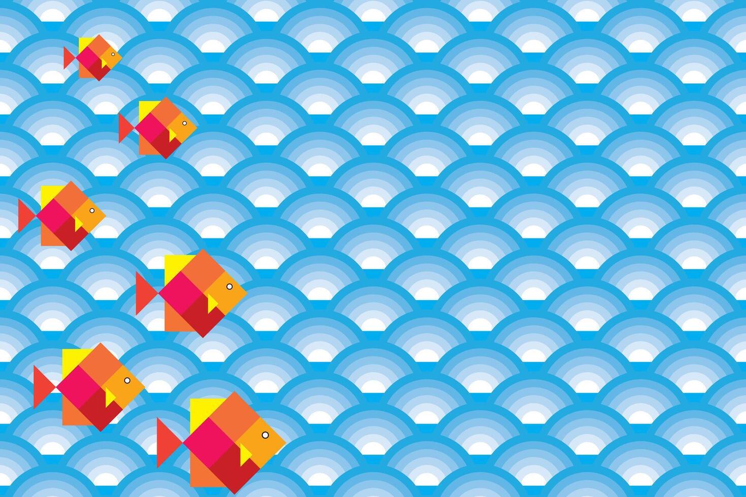 Illustration abstrakt von das Platz Fisch auf Blau Welle Hintergrund. vektor