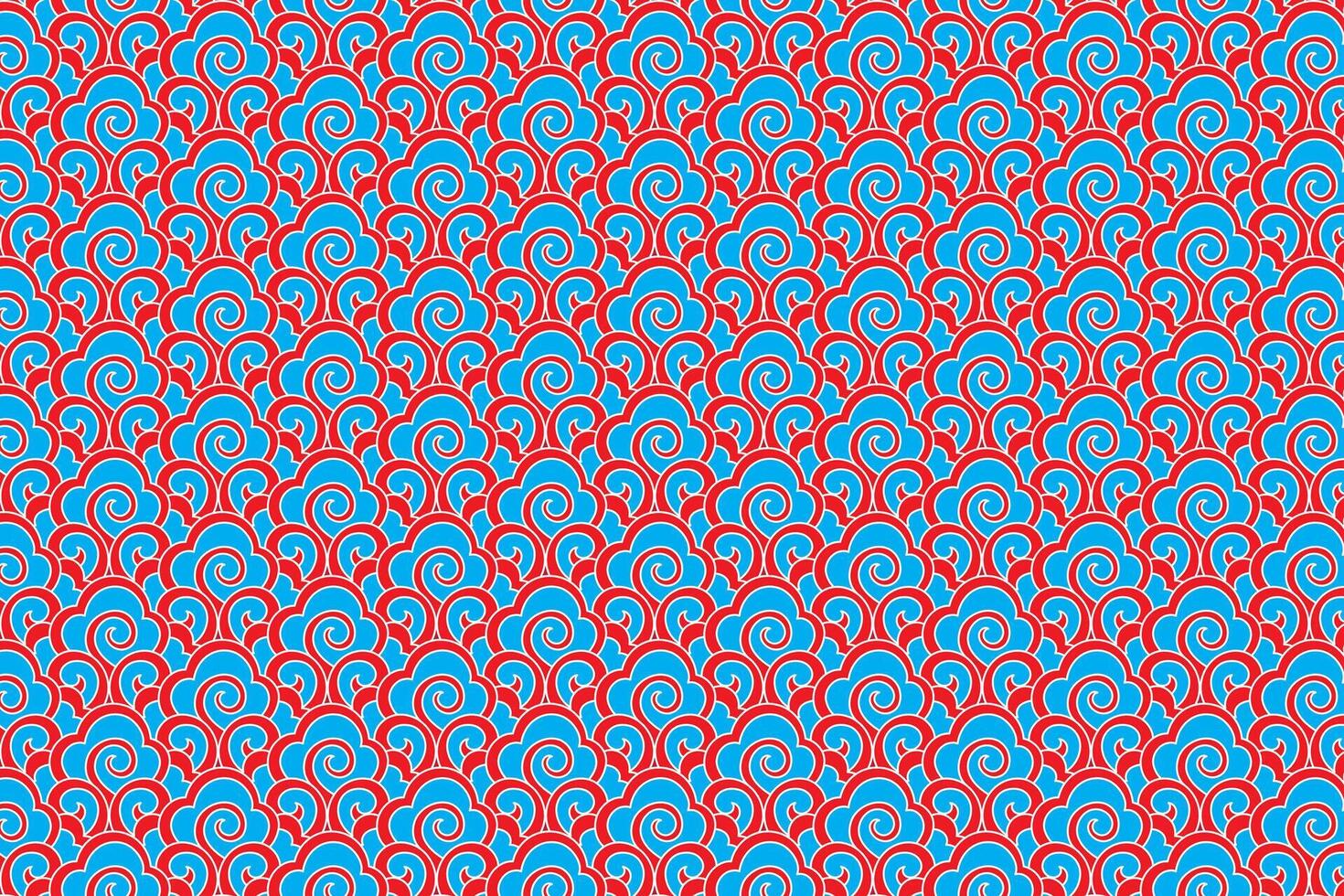 illustration mönster av de röd abd blå kinesisk moln på röd bakgrund. vektor