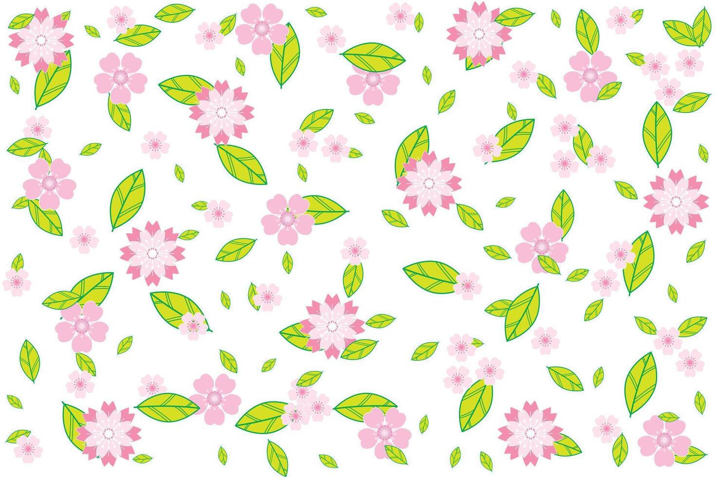 Illustration, Muster abstrakt von Sakura Blume und Blätter fallen auf Weiß Hintergrund. vektor