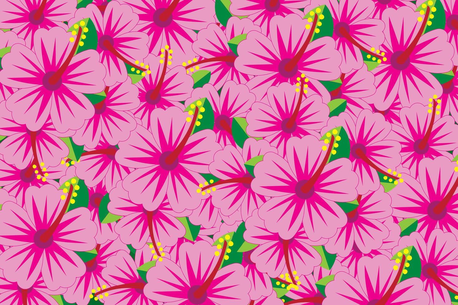 illustration tapet av hibiscus blomma med löv bakgrund. vektor