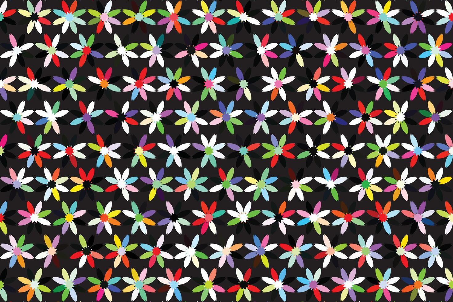 illustration mönster av de abstrakt mång Färg av blomma på svart bakgrund. vektor