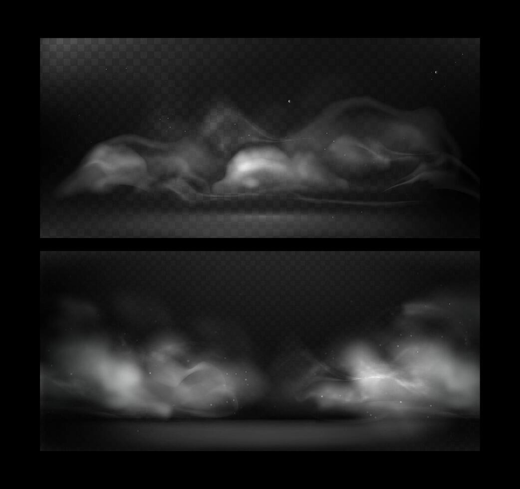 Vektor einstellen Illustration von grau abstrakt Rauch Hintergrund mit glühend Partikel. Rauch Wirkung. futuristisch Design. eps 10