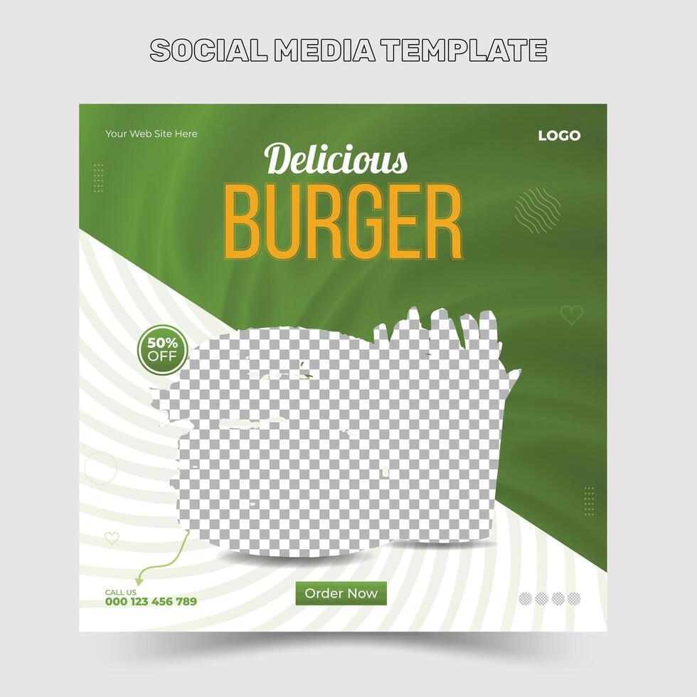 superläcker hamburgare inlägg på sociala medier vektor