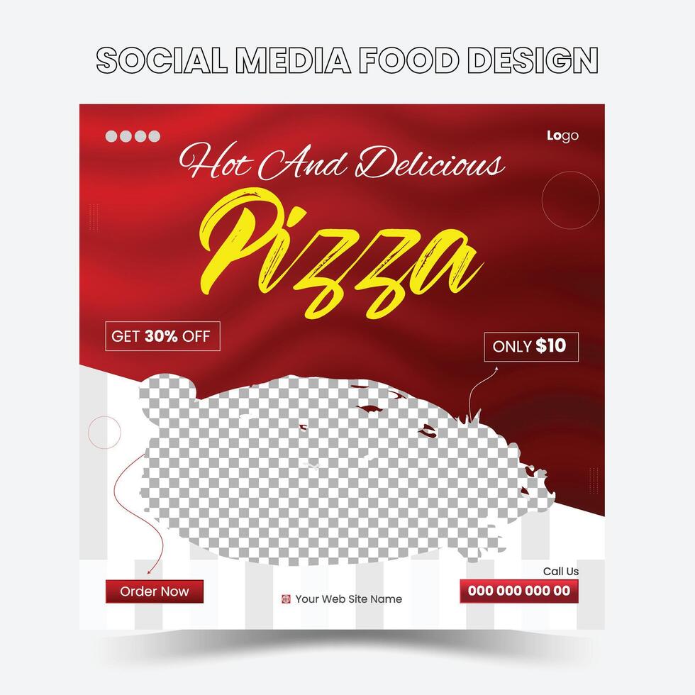 utsökt meny pizza mat restaurang social media posta och fyrkant webb baner mall vektor