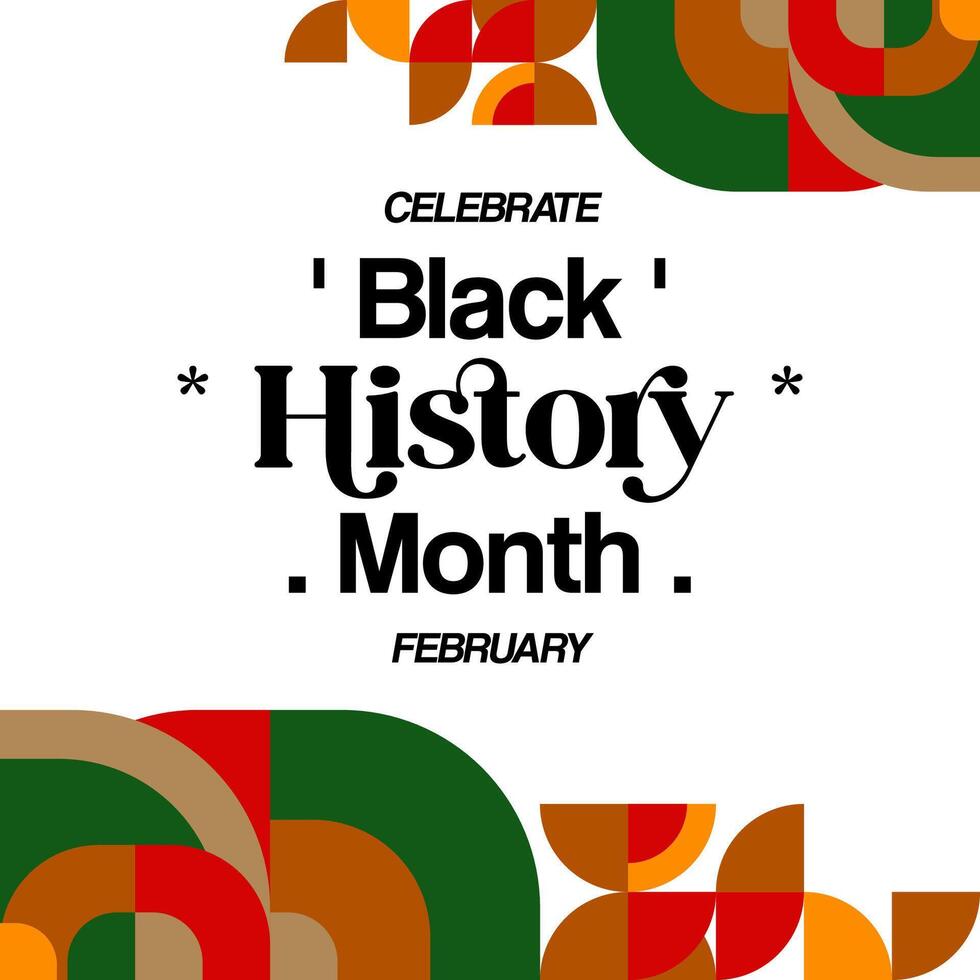 feiern schwarz Geschichte Monat im modern geometrisch Stil. Platz Banner zum Sozial Medien und Mehr mit Typografie. Illustration zum schwarz Geschichte Monat vektor