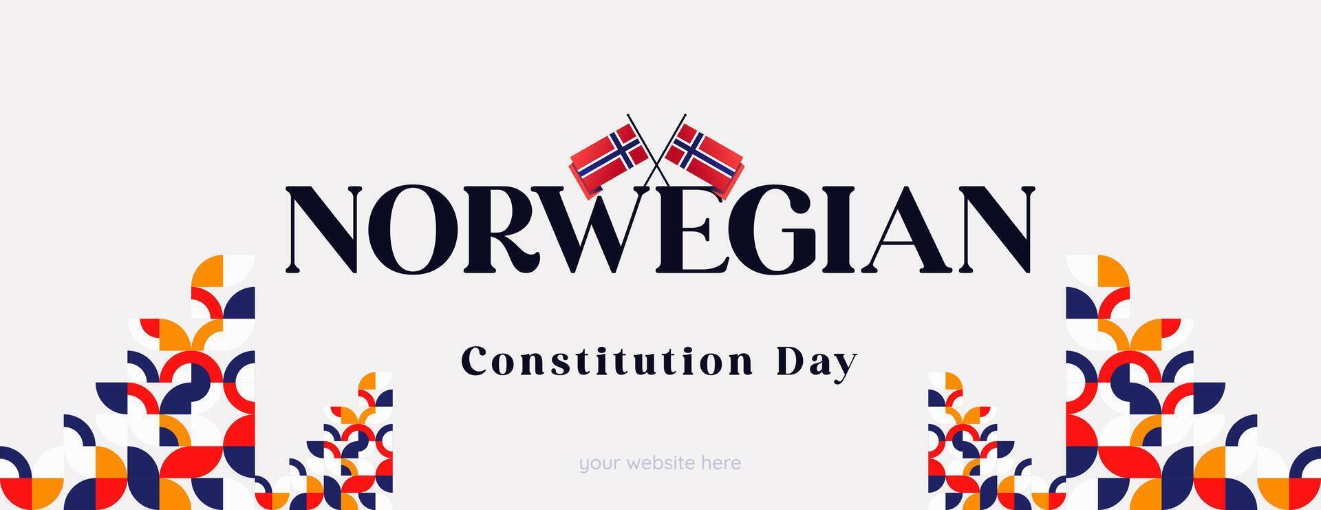 norska konstitution dag baner i färgrik modern geometrisk stil. Lycklig Norge nationell oberoende dag hälsning kort omslag med typografi. vektor illustration för fira nationell högtider