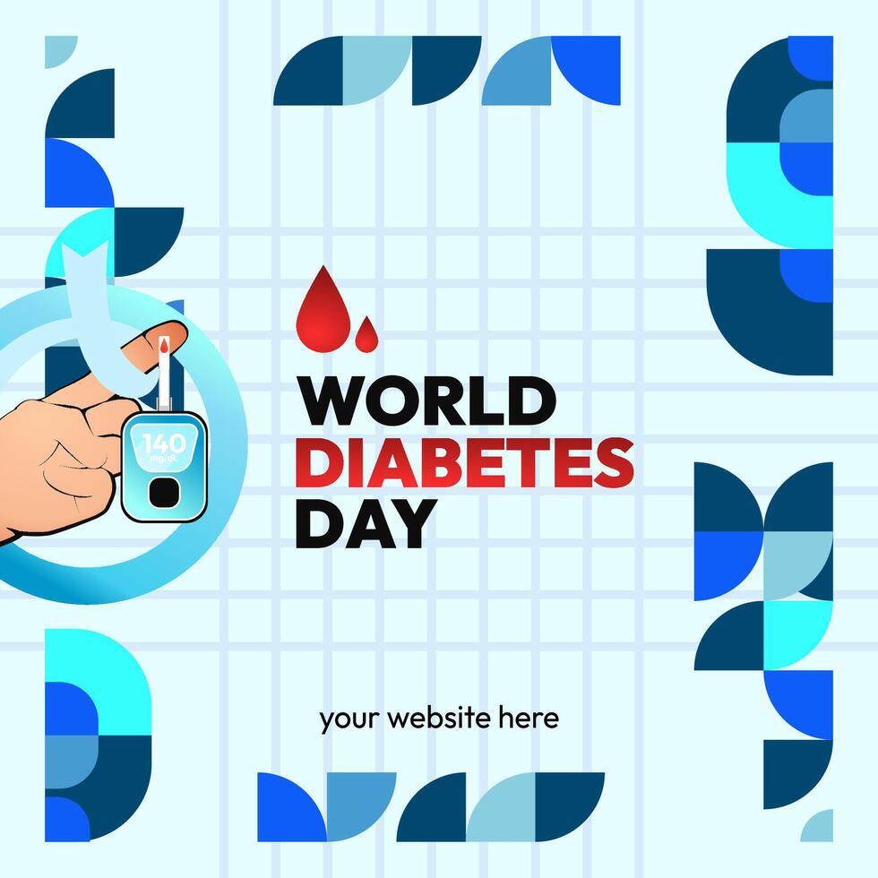 Welt Diabetes Tag Banner zum Bewusstsein und Anliegen. geometrisch Banner zum International Diabetes Tag. vektor
