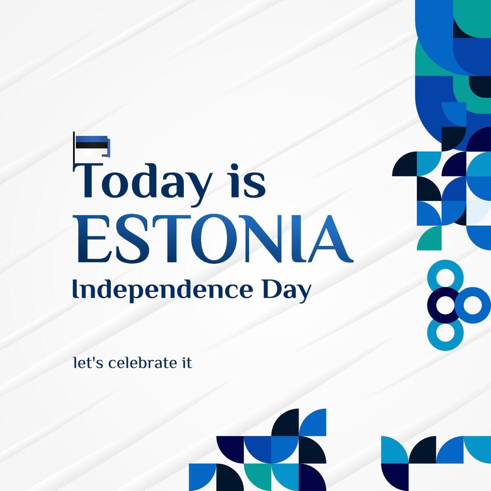Lycklig estland oberoende dag baner i modern geometrisk stil. fyrkant baner för social media och Mer med typografi. vektor illustration för nationell Semester firande fest.