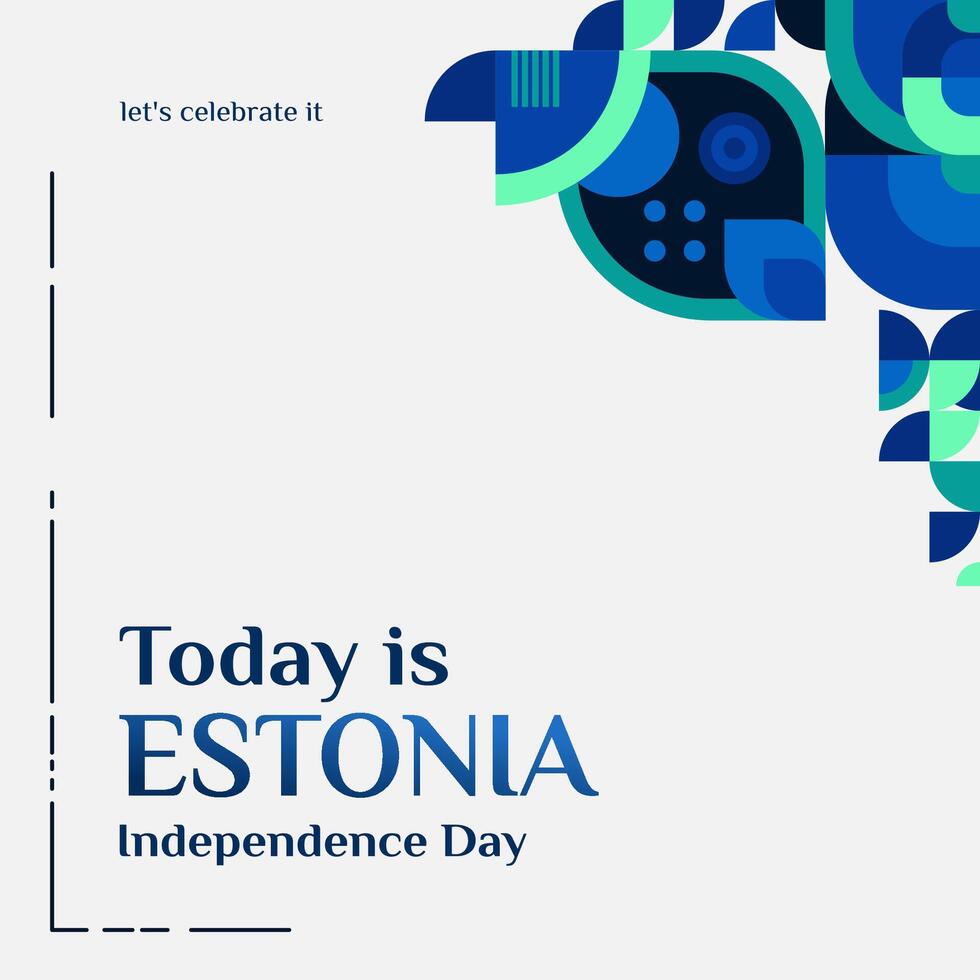 glücklich Estland Unabhängigkeit Tag Banner im modern geometrisch Stil. Platz Banner zum Sozial Medien und Mehr mit Typografie. Vektor Illustration zum National Urlaub Feier Party.
