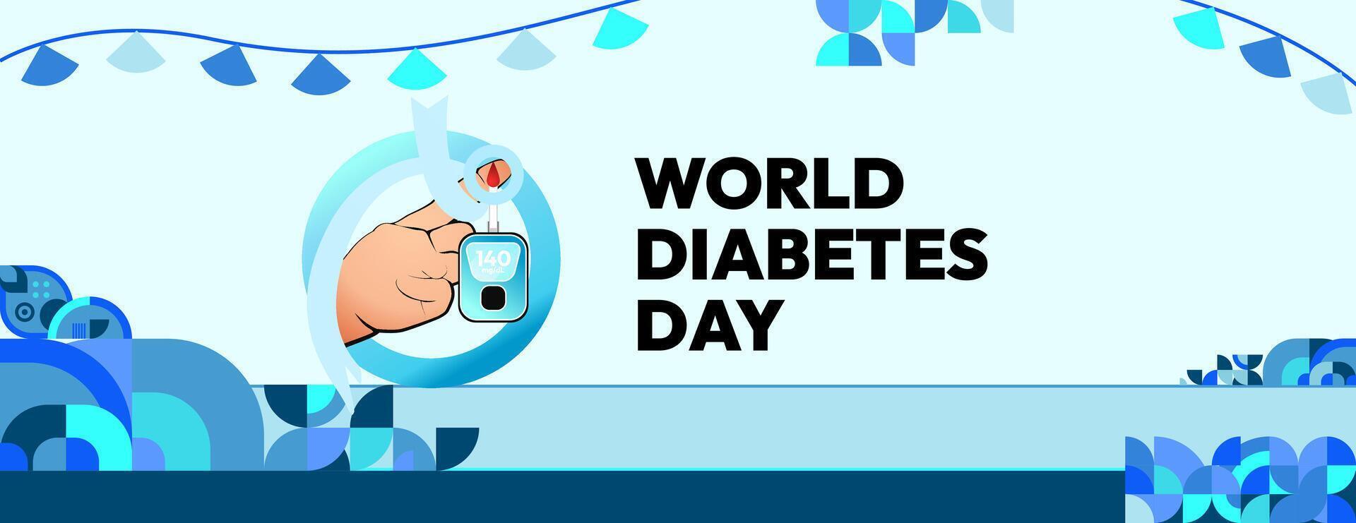 värld diabetes dag baner för medvetenhet och oro. geometrisk baner för internationell diabetes dag. vektor