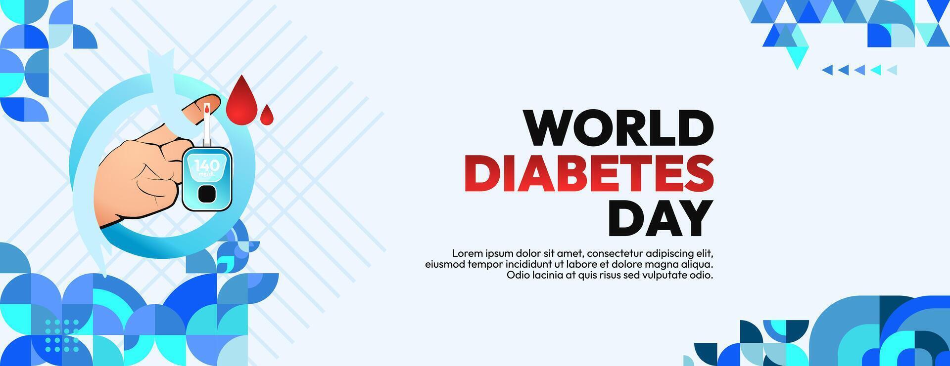 Welt Diabetes Tag Banner zum Bewusstsein und Anliegen. geometrisch Banner zum International Diabetes Tag. vektor