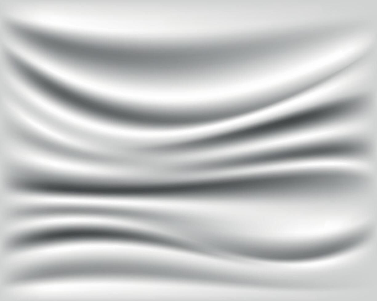 abstrakt wellig Stoff Luxus Textur, Weiß Seide Stoff Hintergrund mit Sanft und glatt Welle Textur zum Banner Hintergrund, glatt Satin- Stoff Vorhänge und realistisch 3d Illustration vektor