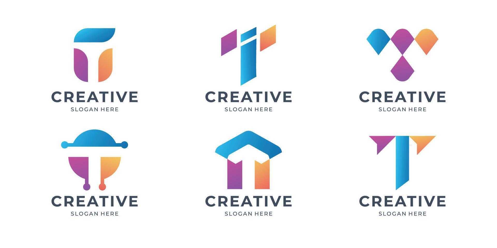 ikon uppsättning modern logotyp brev t färgrik design mall inspiration. vektor