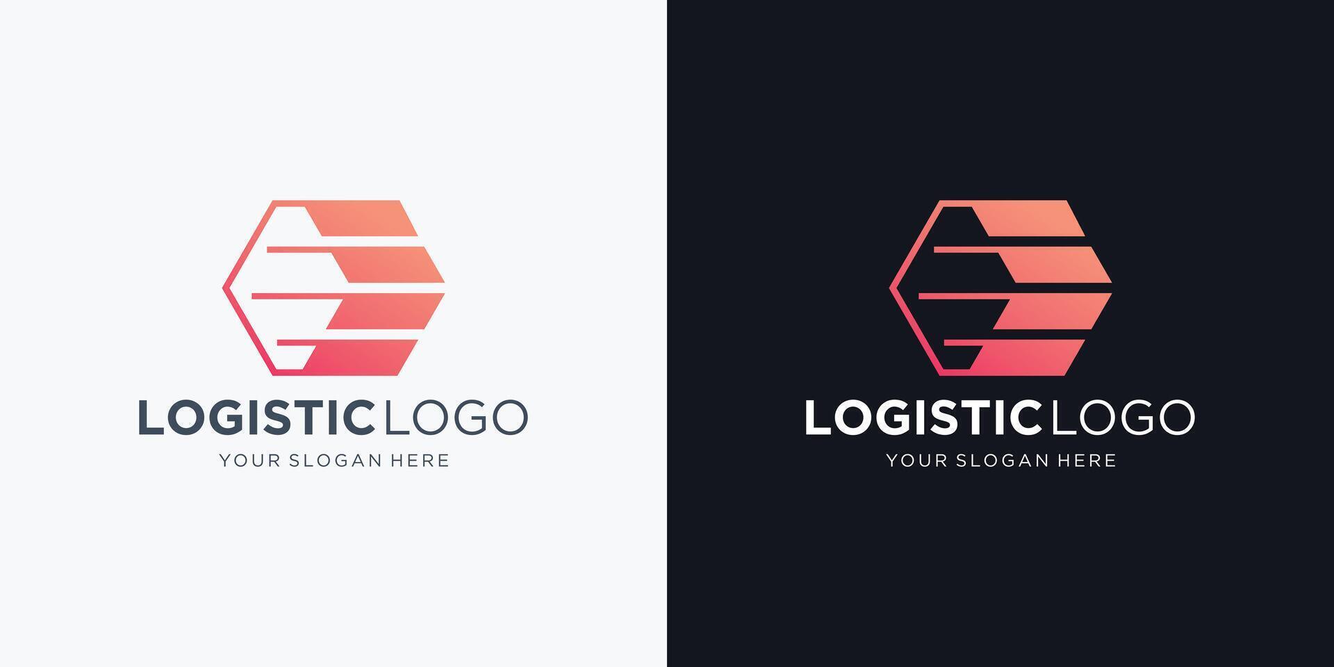 sexhörning logistik pil logotyp design inspiration med lutning Färg varumärke. vektor