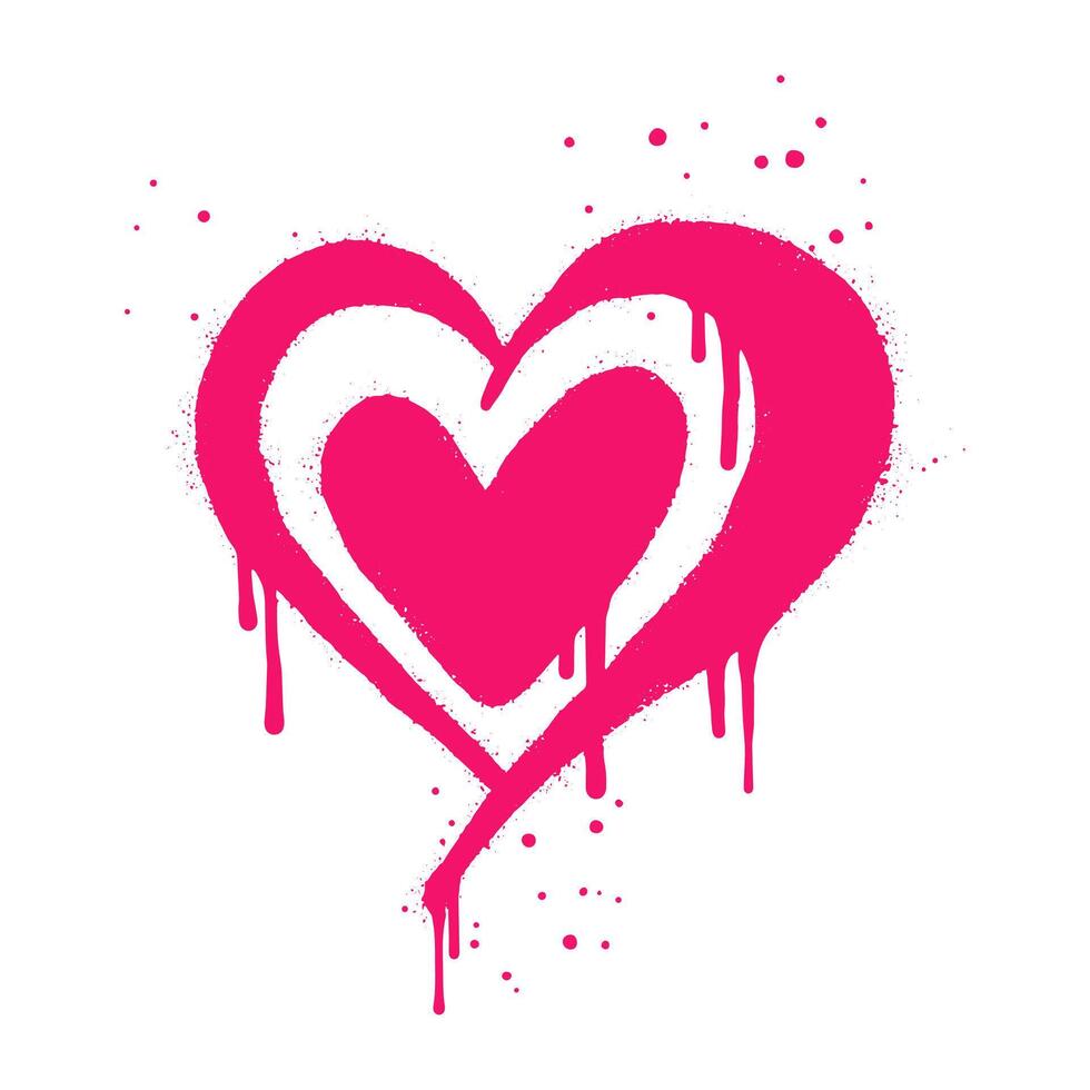 sprühen gemalt Graffiti Herz unterzeichnen. Liebe Herz tropfen Symbol. isoliert auf Weiß Hintergrund. Vektor Illustration