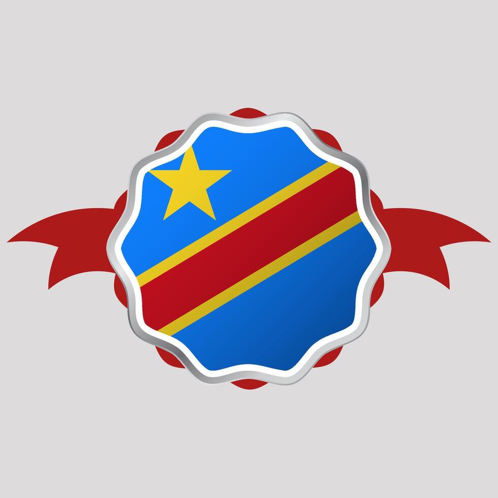 kreativ demokratisk republik av de kongo flagga klistermärke emblem vektor