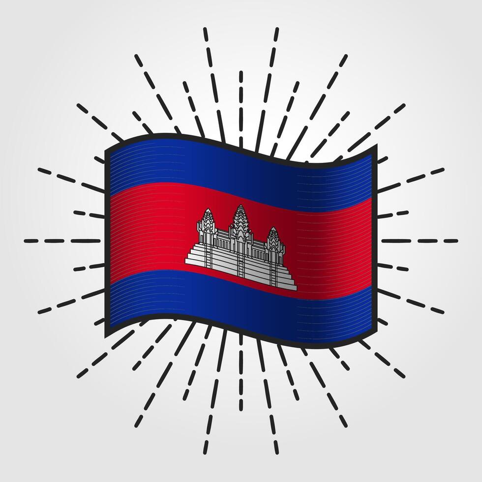 årgång cambodia nationell flagga illustration vektor