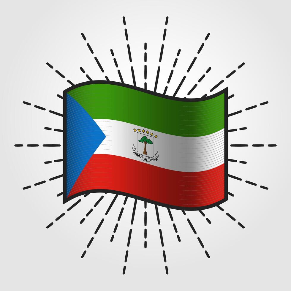 årgång ekvatorial guinea nationell flagga illustration vektor