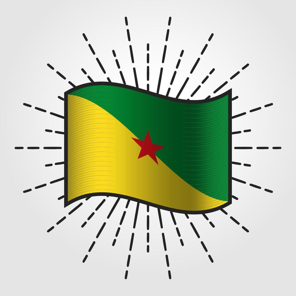 årgång franska Guyana nationell flagga illustration vektor