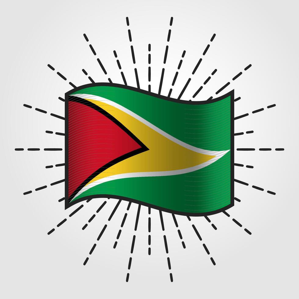 årgång guyana nationell flagga illustration vektor