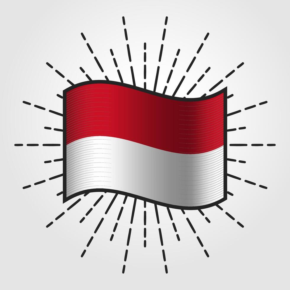 årgång indonesien nationell flagga illustration vektor